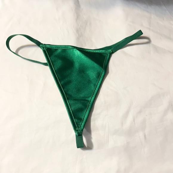 Sz 2pc M Chicastic Emerald Green Satin Sexy Strong Boned Corset Lace Up &Thong - Picture 6 of 6